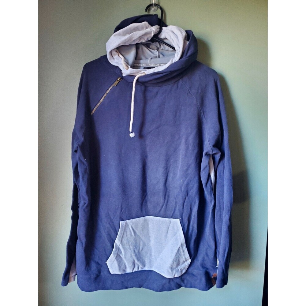 Ampersand Ave Womens Navy Herringbone Double Hood L/S Hoodie Size XXXL